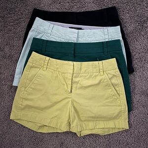 J. Crew Size 2 Women’s Chino Shorts (yellow, teal, green, and navy)